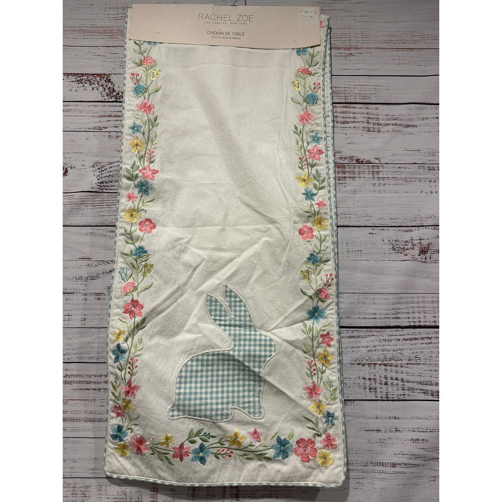 New Rachel‎ Zoe Embroidered Easter Bunny Table Runner